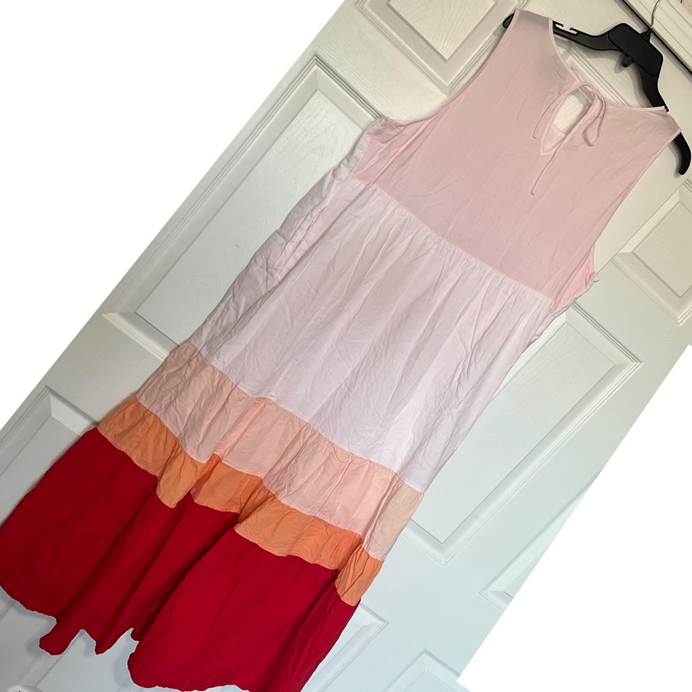 Ava & Viv color Block Maxi Dress Size 2X NWOT 🔴🟠🩷 - Picture 4 of 15